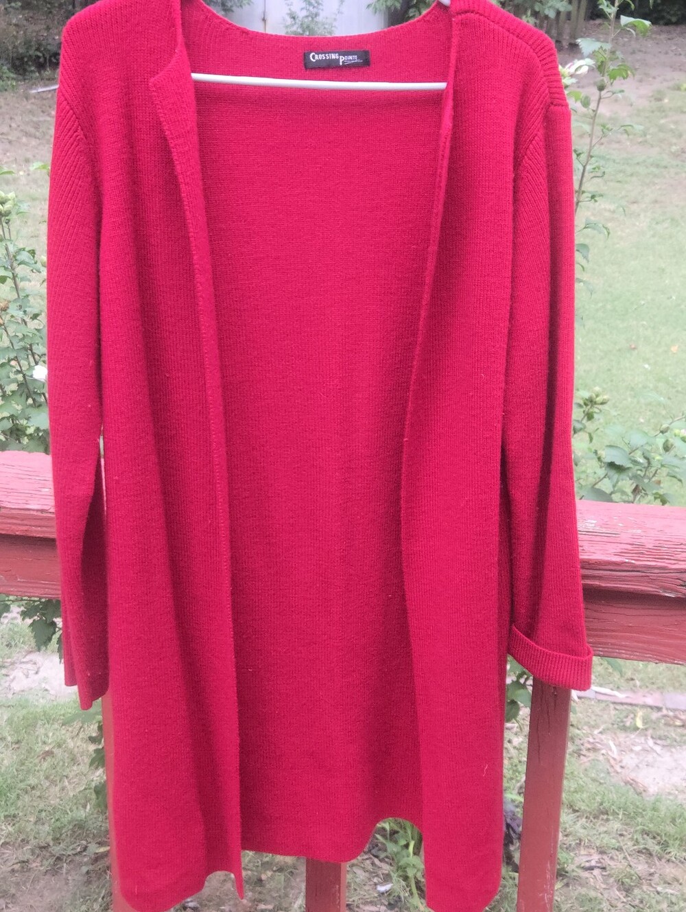Crossing Point Dark Red Open-Front Long Cardigan